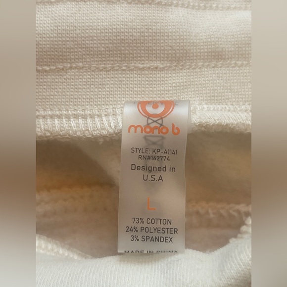 Mono B Ivory Drawstring Sweatpants Joggers NWT Size M/L - Picture 4 of 7